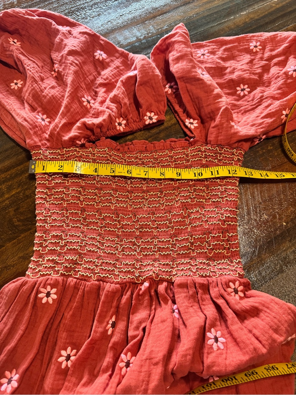 Women’s Rust Floral Smocked Maxi Dress - Picture 6 of 10
